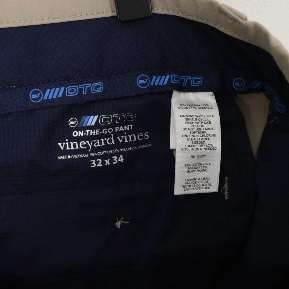 Vineyard Vines On The Go Pants Mens 32x34 Khaki Performance Stretch Golf Chino